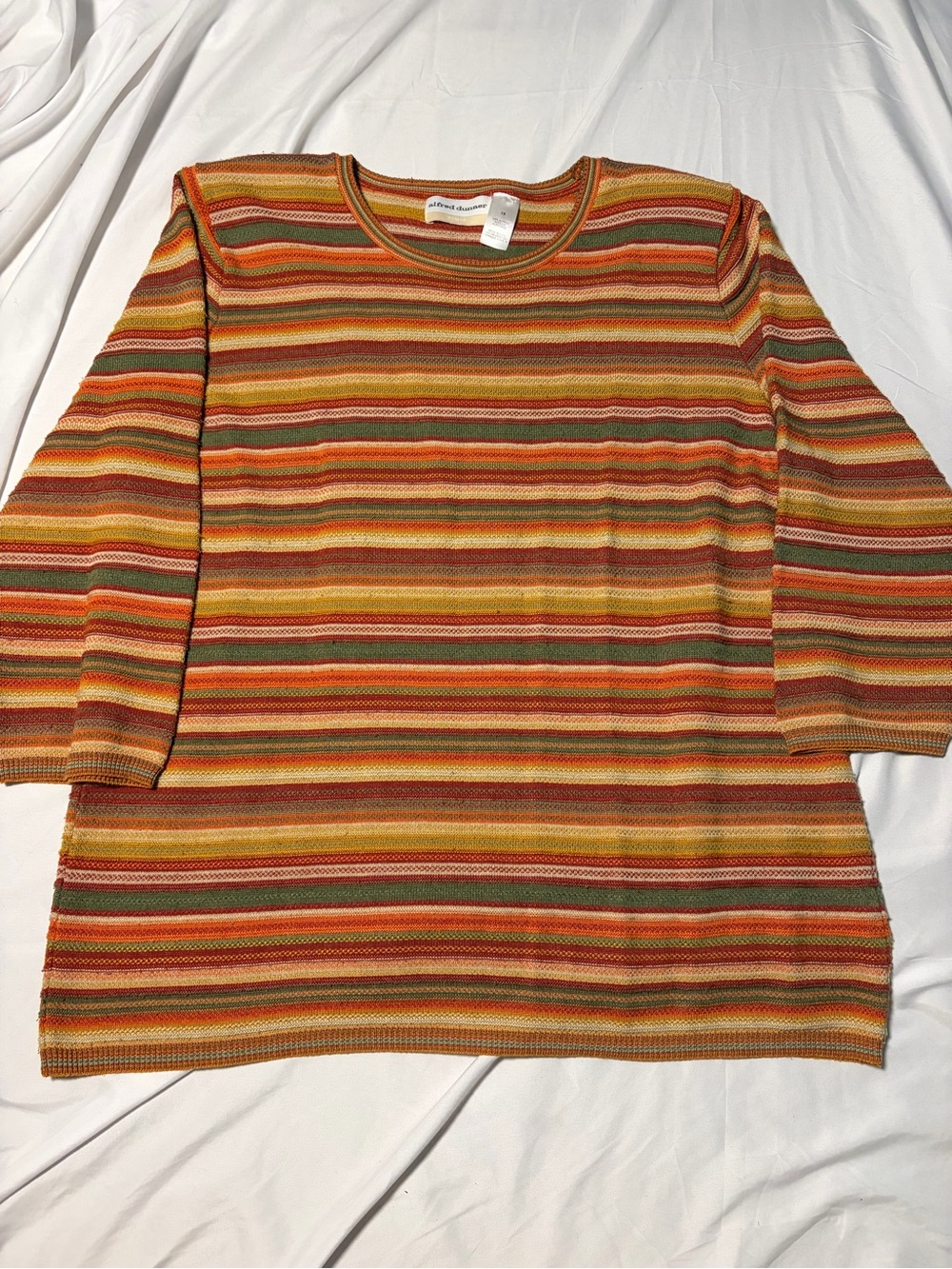 Women’s Alfred Dunner Plus Multi Colored Striped Shirt 3/4 Sleeve Sz 1X  Fall